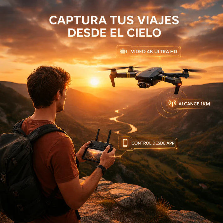 DRON W8 PRO MAX + MALETA DE TRANSPORTE + CONTROL REMOTO + BATERÍA DE ALTA AUTONOMÍA